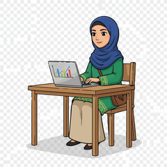 A woman sitting in front of her laptop 