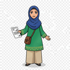 A woman holding a document 