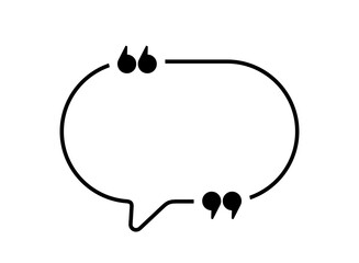 Quotation marks in round linear shape graphic design