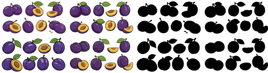 Pomegranate fruit set with transparent background