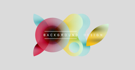 Abstract colorful shapes overlap, creating dynamic background. Text reads background design. Simple, modern aesthetic.