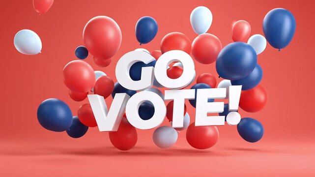 Colorful graphic urging participation in elections with balloons.