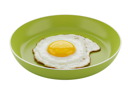 Fried egg in green pan food photography culinary image breakfast cookery