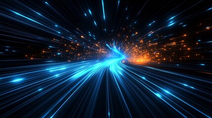 Obraz premium High-Speed Travel Through a Digital Cyber Tunnel