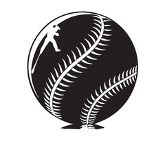 Black baseball Silhouette Vector, High Quality Illustration on White Background