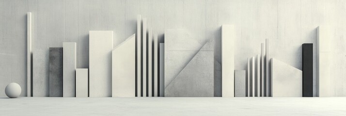 Obraz premium Abstract grayscale 3D shapes against textured wall