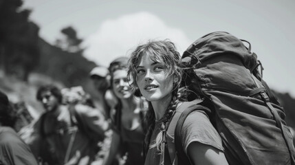Obraz premium Black & White Hiking Adventure