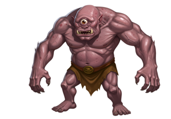 Powerful Ogre Illustration Fantasy Creature Art isolated on transparent background