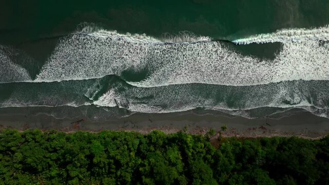 Wave swell Cape Wom Public Beach Dogreto Bay Madang Wewak harbor view Papua New Guinea aerial drone Kavieng Vanimo Tufi island coastline sunny pristine untouched remote tropical shore upwards