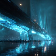 Futuristic bridge glowing with holograms, cinematic sci-fi tones
