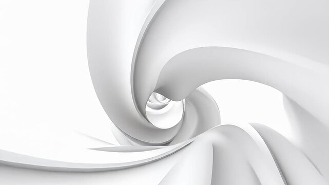 Monochrome abstract with twisting white structures on gray, evoking fluidity