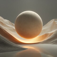 Minimalist desert with single glowing sphere center
