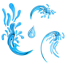 Vibrant hand drawn water splash elements perfect for creative projects and refreshing designs isolated on transparent background Hand Draw Line ART