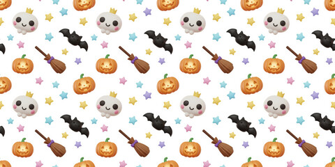 Adorable Halloween Pattern: Pumpkins, Bats, and Ghosts