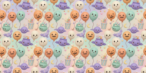 Adorable Halloween Balloons Pattern: Pastel Delight
