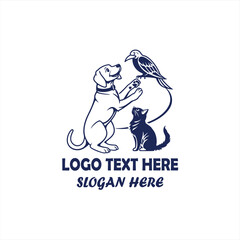 Fototapeta premium Pet Care Logo – Dog, Cat, and Bird Veterinary Animal Wellness Symbol