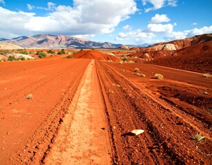 Red dirt road through a colorful landscape