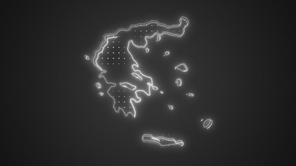 Neon White Greece Map Borders Outline Background Wallpaper