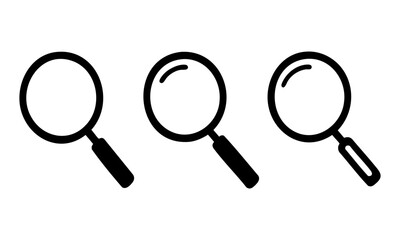 Magnifying Glass Icons Trio Minimal Vector illustration Set, easily editable and scalable. 