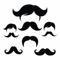 "Mustache Icon Set &ndash; Hair, Beard, and Facial Style Vector Collection"
