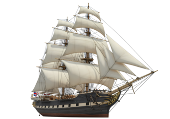Majestic Sailing Ship A Classic Clipper Ship on the Open Ocean isolated on transparent background