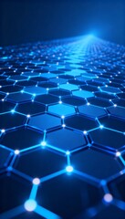 Obraz premium Futuristic Blue Hexagon Network, Abstract Technology Background