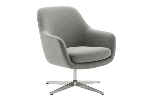 Grey swivel armchair modern fabric upholstery comfortable seating interior design - Powered by Adobe