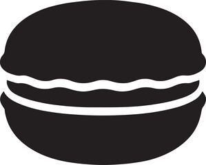Macaron silhouette vector illustration, sweet dessert icon design perfect for bakery, cafe, and confection themes.