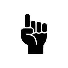 Obraz premium Black silhouette of a hand pointing upwards. vector hand icon