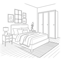 Minimalist Bedroom Line Art for Interior Design, Home Decor, and Styling Line drawing