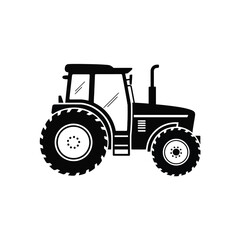 Black silhouette of a modern farm tractor