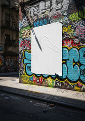 Obraz premium Blank White Poster Mockup on Graffiti Wall.