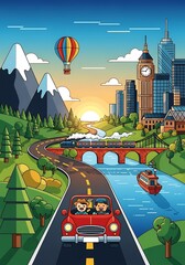 Adventure awaits with a scenic journey across various transportation modes