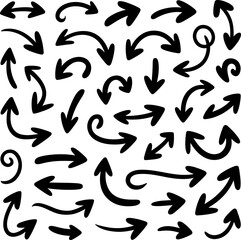 Seamless pattern of hand drawn black arrows