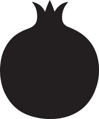Pomegranate silhouette vector illustration, simple fruit icon design for food, health, and nutrition themes.