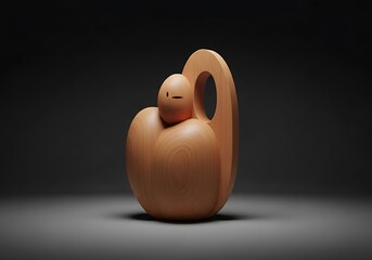 Elegant minimal wooden sculpture resembling a person with abstract design