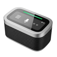 Fototapeta premium Modern smart speaker concept with microphone functionality and sleek design on transparent background