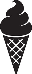 Ice cream cone silhouette vector illustration, sweet dessert icon design perfect for food, summer, and treat themes.
