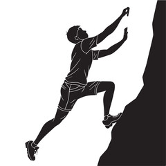 Black bouldering Silhouette Vector, High Quality Illustration on White Background