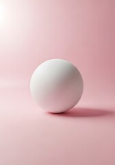 Minimalist white sphere against pastel pink backdrop offering space