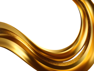 creative curved gold foil lines forming a soft square frame with clean negative space illustration designed for digital projects. Isolated to transparent background