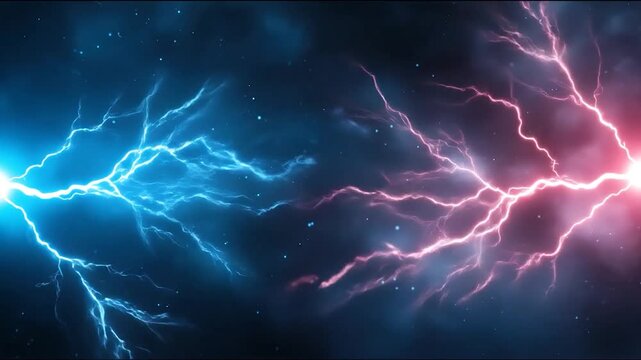 Dramatic lightning strikes in atmospheric sky