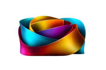 A vibrant Curved ribbon banner with folded edges in vector style, ideal for website banners. Isolated to transparent background