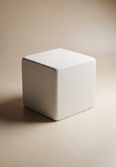 Modern Minimalist Cube on Neutral Surface, Geometric Simplicity Design