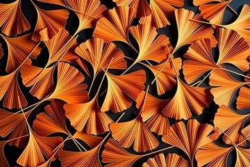 Autumn Ginkgo Leaves Pattern, Orange & Black - Autumnal themes
