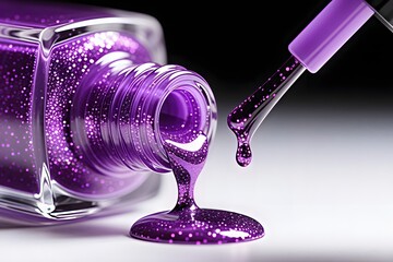 Purple Glitter Nail Polish Macro Shot - Macro photography
