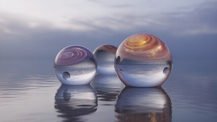 Celestial Orbs on Liquid Skies&rdquo;