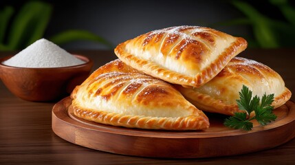 Crispy pastries filled with savory delights and sweet flavors showcasing culinary artistry in an elegant dining setting