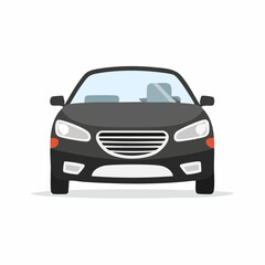Sedan car, vehicle or automobile front view flat vector icon for apps and websites