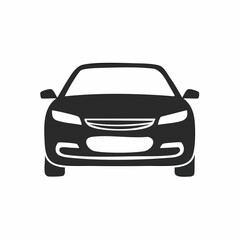 Sedan car, vehicle or automobile front view flat vector icon for apps and websites